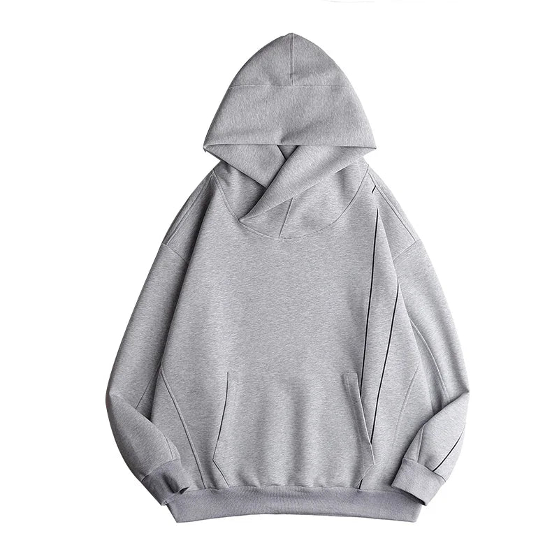 2023 Double Neckline Hoodie Techwear Harajuku Men Functional Hoodies Hip Hop Streetwear Pullover Sweatshirts Oversized Cotton