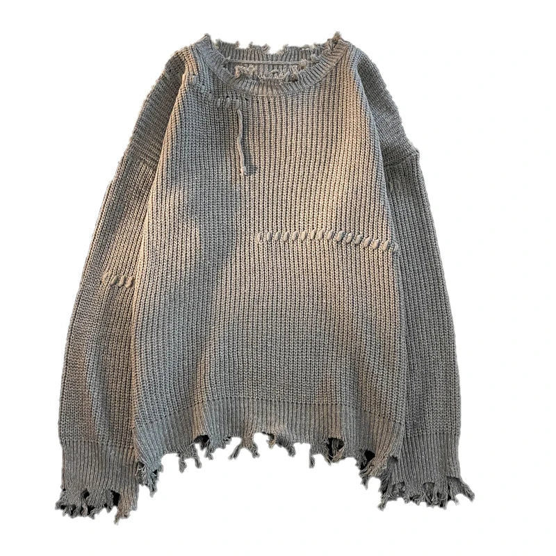 Raw Edge Long Sleeves Loose Knitwear Fashion