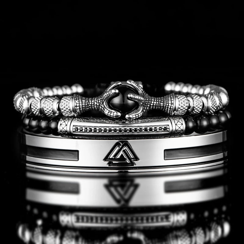 New Set Men Bracelets Enemal Bangle Mens Viking Logo Cuff Bracelet For Gentleman Stainless Steel Warrior style Jewelry