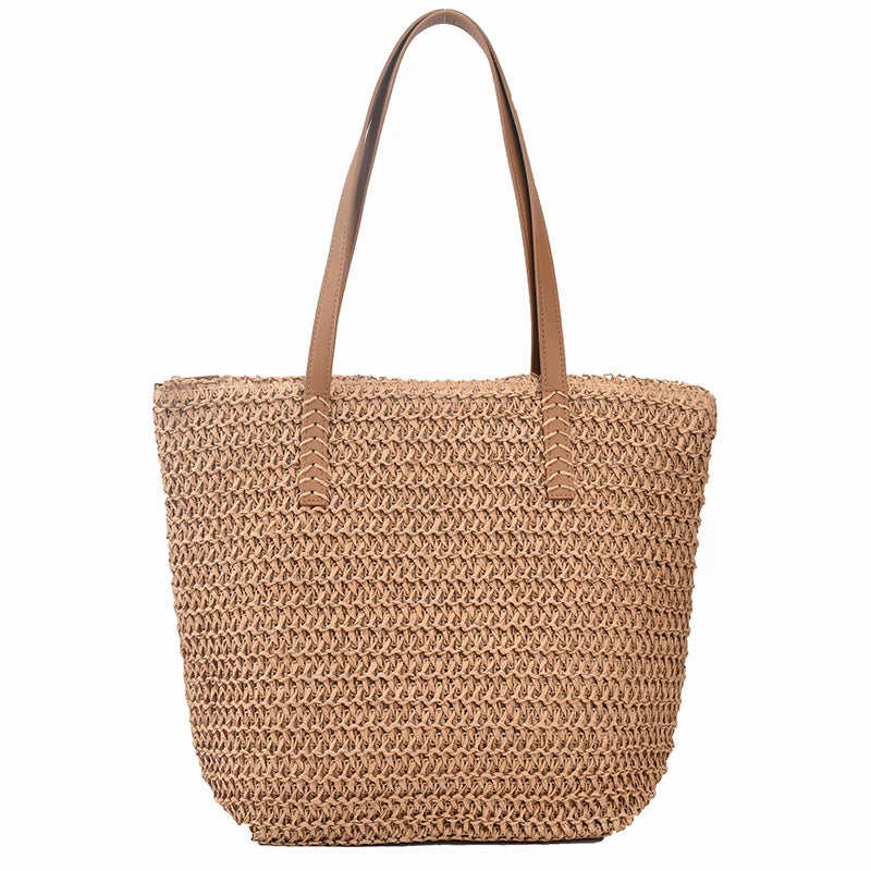 Hand-woven Women's Shoulder Handbag Bohemian 2024 Summer Fashion Straw Beach Tote Bag Travel Shopper Weaving Shopping Bags