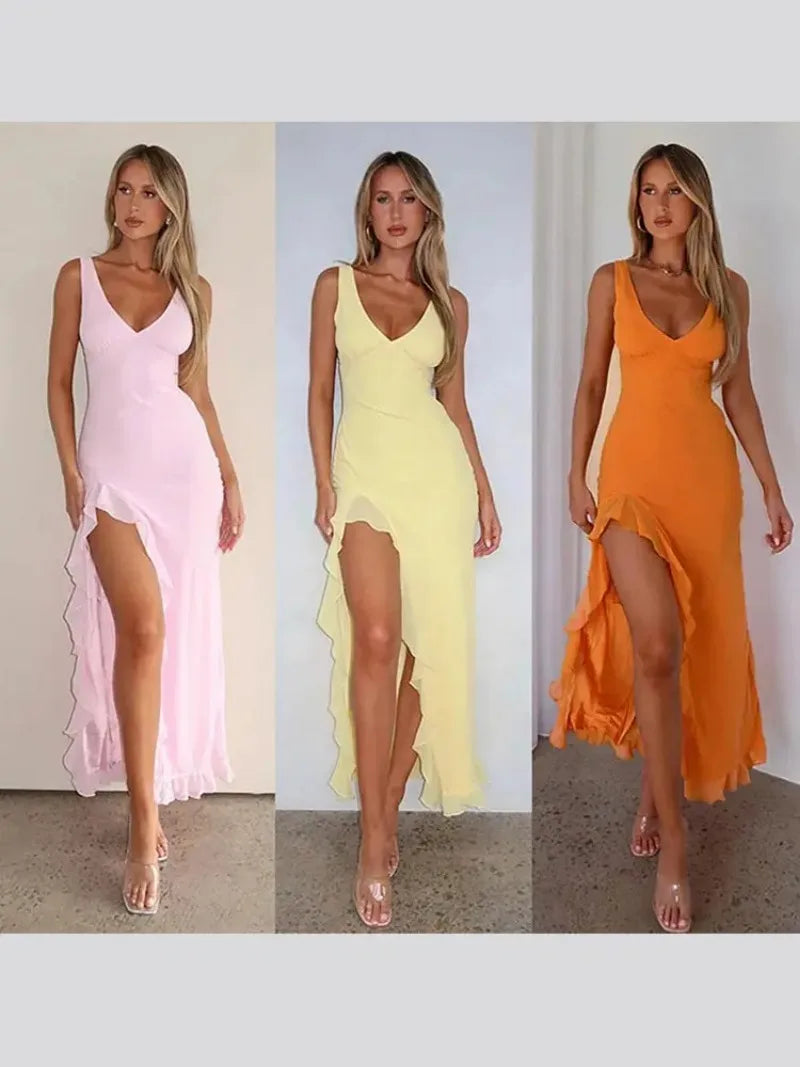 Long Dress Fashion Spring V-neck Sleeveless