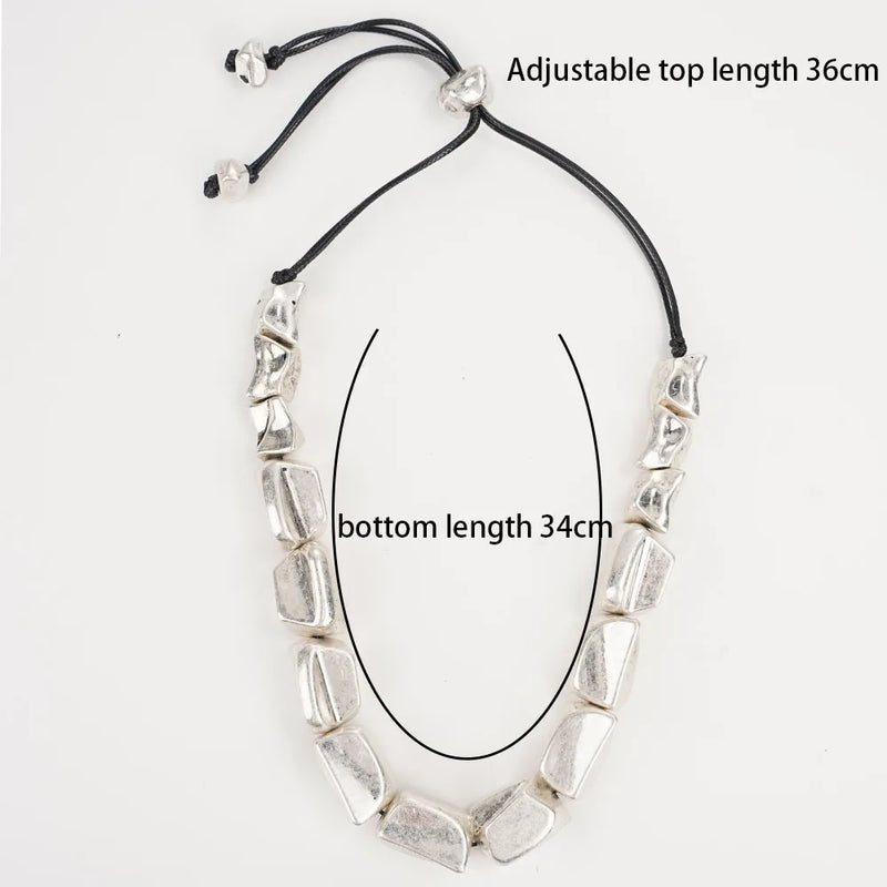 Exaggerated Bohemian Hip Hop Irregular Resin Beaded Necklace for Women Pull adjustable Party Wedding Women Accessories