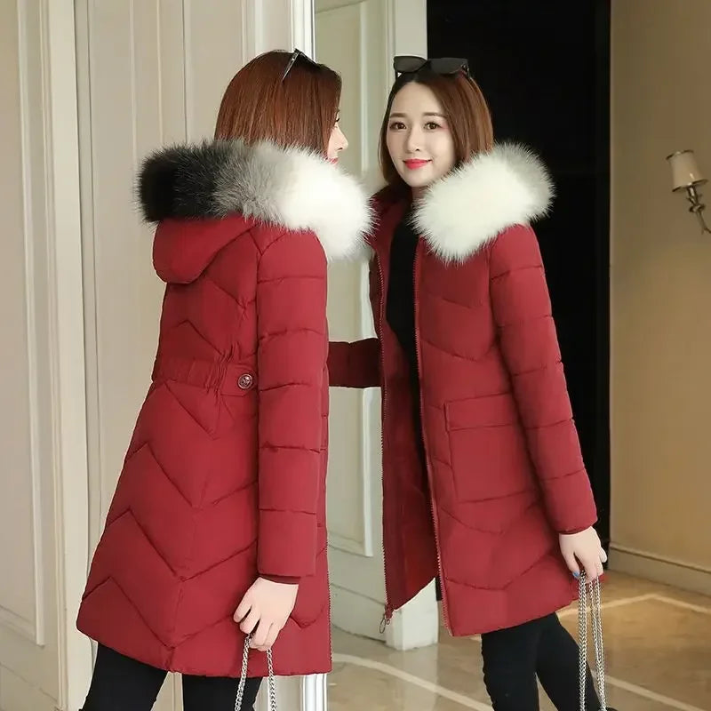 Trench Quilted Padded Female Coats Hoodie