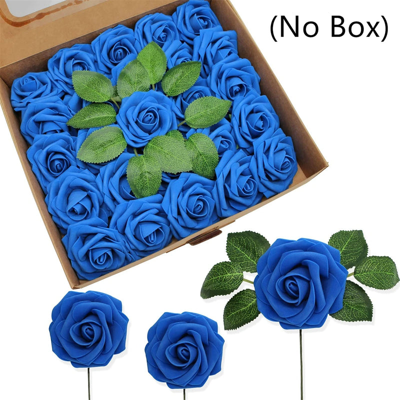 25/30Pcs Artificial Flowers Foam Fake Roses with Stems for DIY Wedding Bouquets Bridal Arrangement Home Party Table Decoration