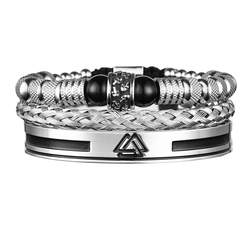 New Set Men Bracelets Enemal Bangle Mens Viking Logo Cuff Bracelet For Gentleman Stainless Steel Warrior style Jewelry