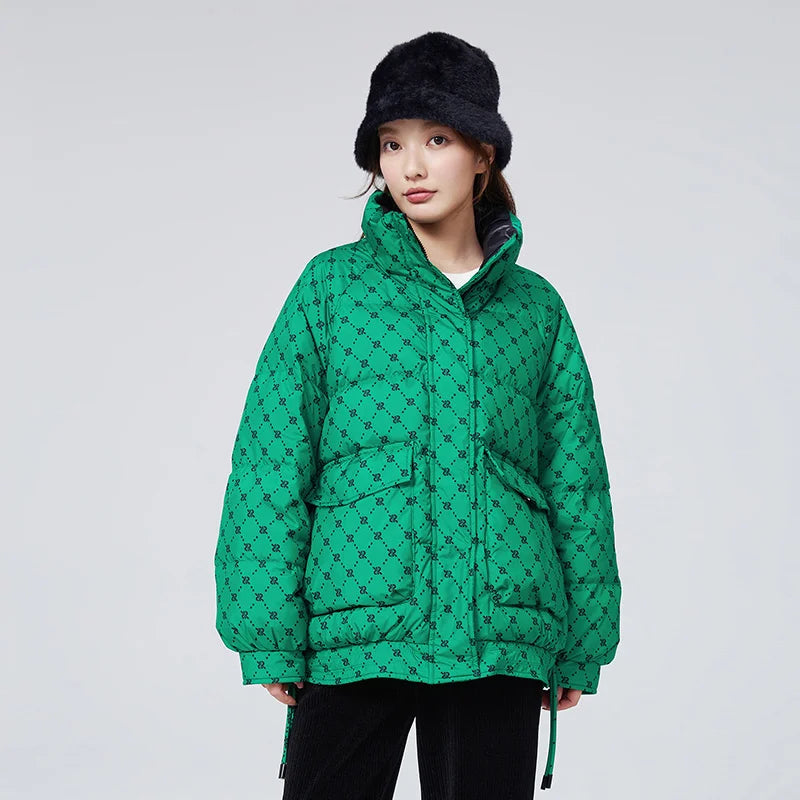 Semir Down Jacket Women with Presbyopia All Over Print Oversize Stand Collar Fashionable Winter Raglan Sleeves Warm Trendy Cool