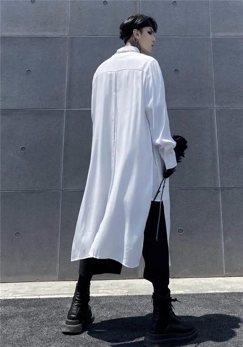 ARENS Techwear Black Men's Windbreaker Men Gothic Cardigan Long Coat Men Harajuku Hip Hop Blouses Shirts Goth Mens Clothing