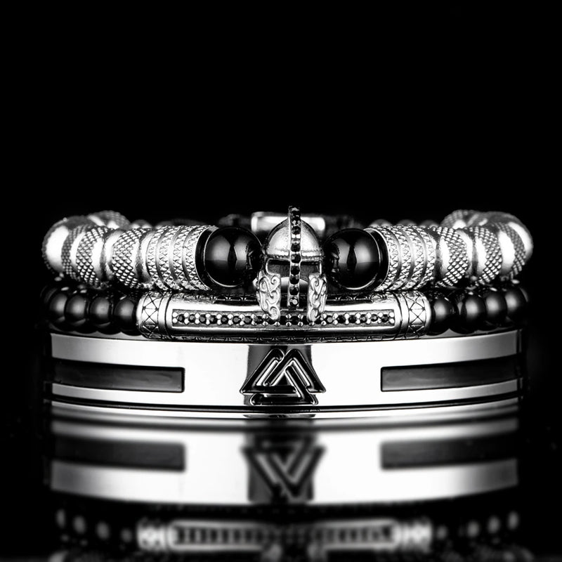 New Set Men Bracelets Enemal Bangle Mens Viking Logo Cuff Bracelet For Gentleman Stainless Steel Warrior style Jewelry