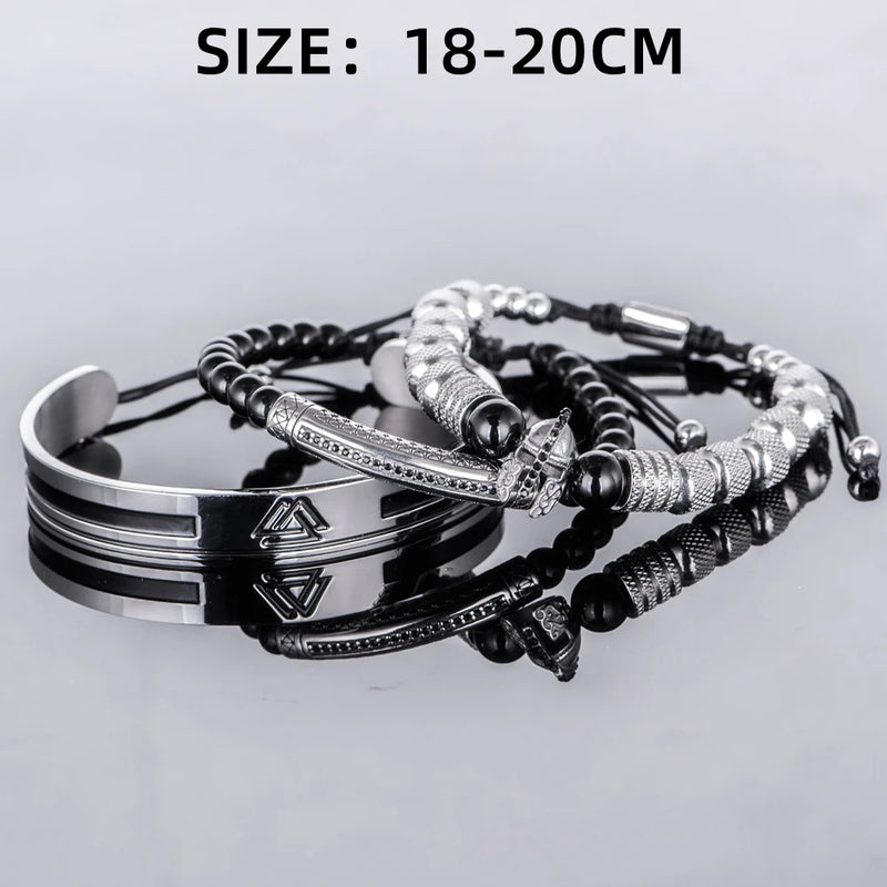 New Set Men Bracelets Enemal Bangle Mens Viking Logo Cuff Bracelet For Gentleman Stainless Steel Warrior style Jewelry