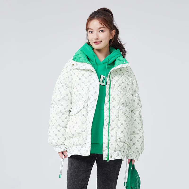 Semir Down Jacket Women with Presbyopia All Over Print Oversize Stand Collar Fashionable Winter Raglan Sleeves Warm Trendy Cool