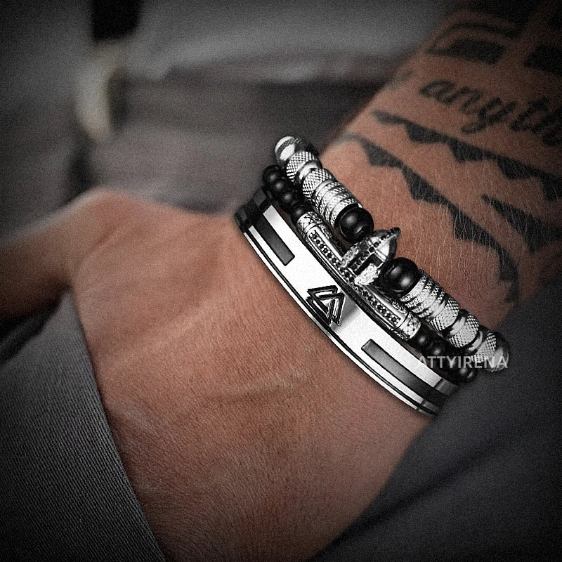 Mens Viking Logo Cuff Bracelet