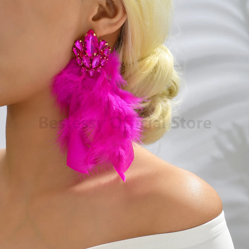 Decoration Long Feather Pendant Earring