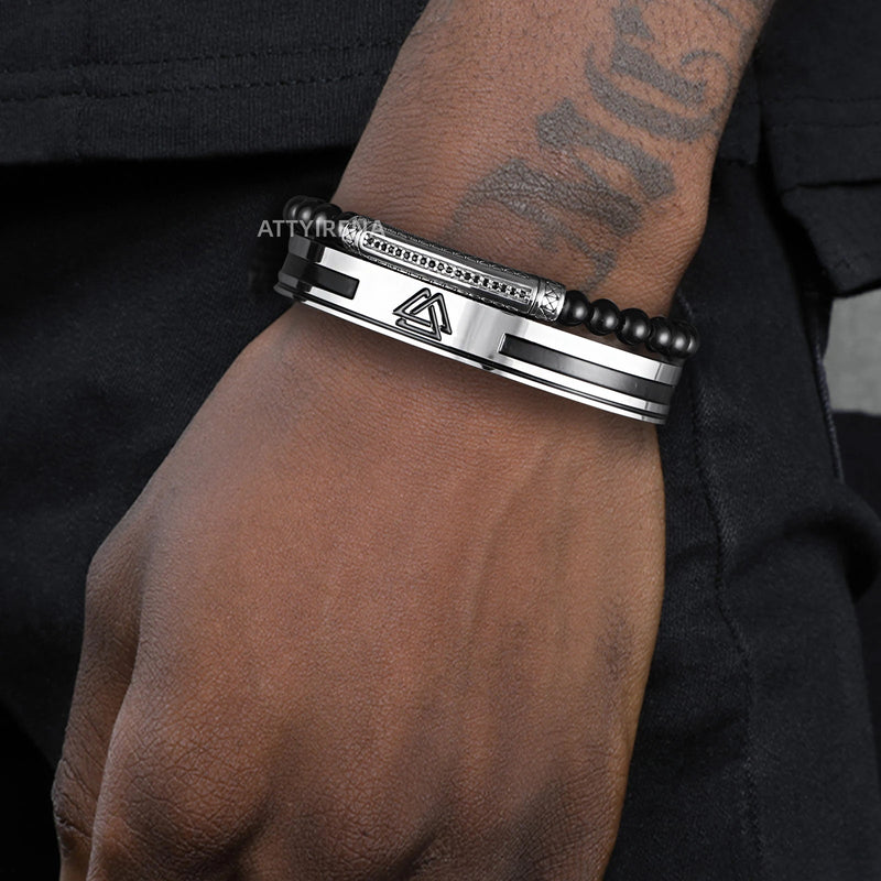 Mens Viking Logo Cuff Bracelet