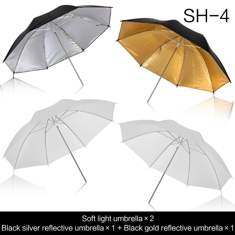 4 Pcs 83cm Photo Studio Umbrella Photography Photo Video Light White Reflector Umbrella Without Stand Gold Sliver Black 3 Color