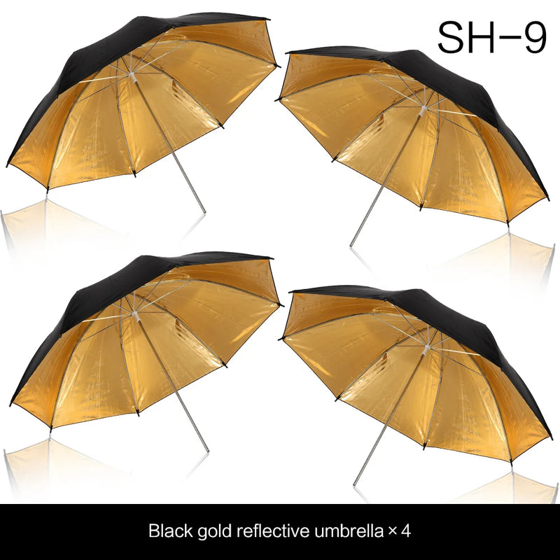 4 Pcs 83cm Photo Studio Umbrella Photography Photo Video Light White Reflector Umbrella Without Stand Gold Sliver Black 3 Color