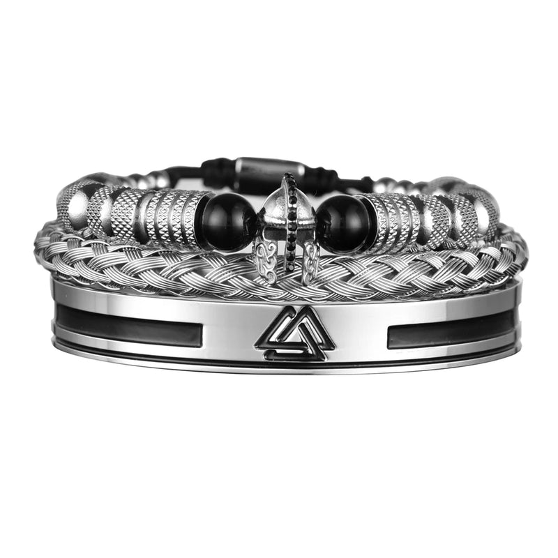 New Set Men Bracelets Enemal Bangle Mens Viking Logo Cuff Bracelet For Gentleman Stainless Steel Warrior style Jewelry