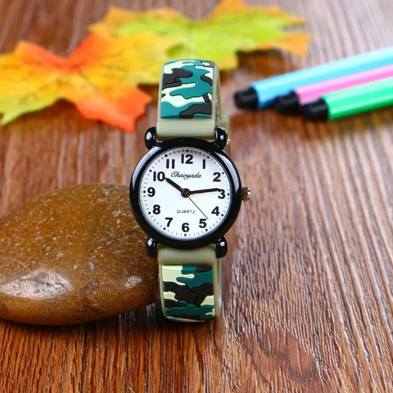 Brand Camo strap children's watch Cartoon Quartz Watches Student Boy Girl Sports Army Fan Cool Wristwatch Dropshipping